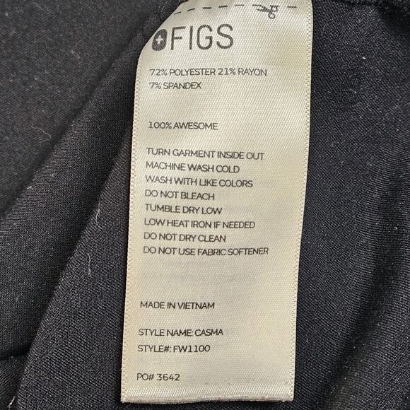 Figs Womens Casma Three Pocket Scrub Top Size Large Black Medical Anti Wrinkle - Picture 5 of 6